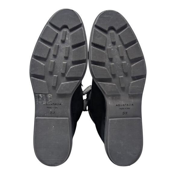 Aquatalia Caliana 8.5 Black Weatherproof Quilted Leather Suede Wedge Boots - Picture 5 of 7